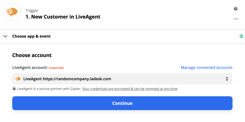 LiveAgent trigerio sąranka