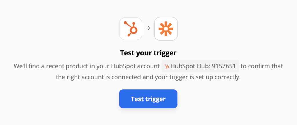 "HubSpot" aktyvatoriaus bandymas "Zapier"